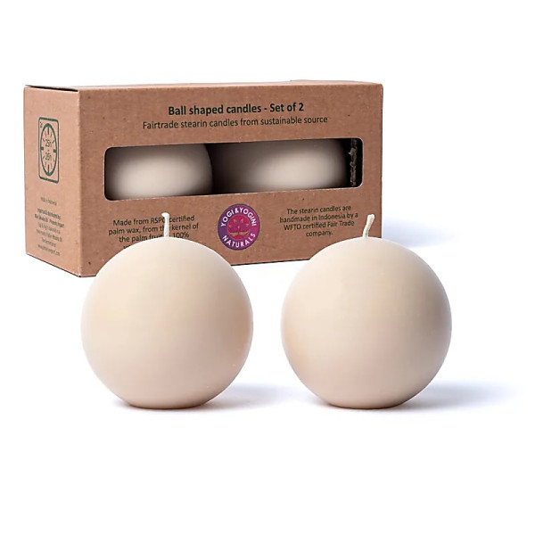 Bougie boule beige non parfumée -- 7,5 cm