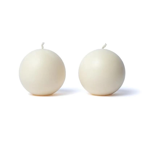Bougie boule blanc cassé non parfumée -- 7,5 cm
