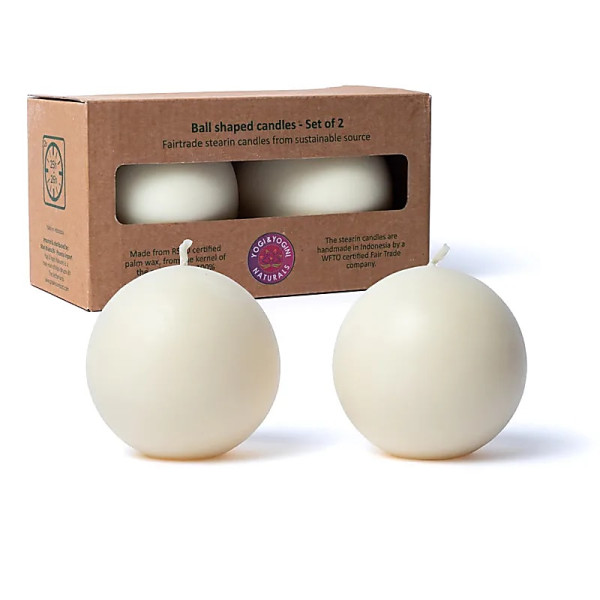 Bougie boule blanc cassé non parfumée -- 7,5 cm