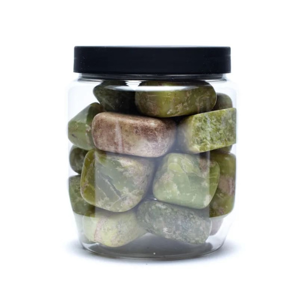 Serpentine jaune pierres polies de Qualité A -- ±500g； ±2-3cm