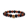Bracelet Rudraksha/Pierre de lave avec Om - élastiqué  -- 0.8cm；9cm