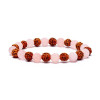 Bracelet Rudraksha / Quartz Rose élastiqué  -- 0.8 cm；8 cm