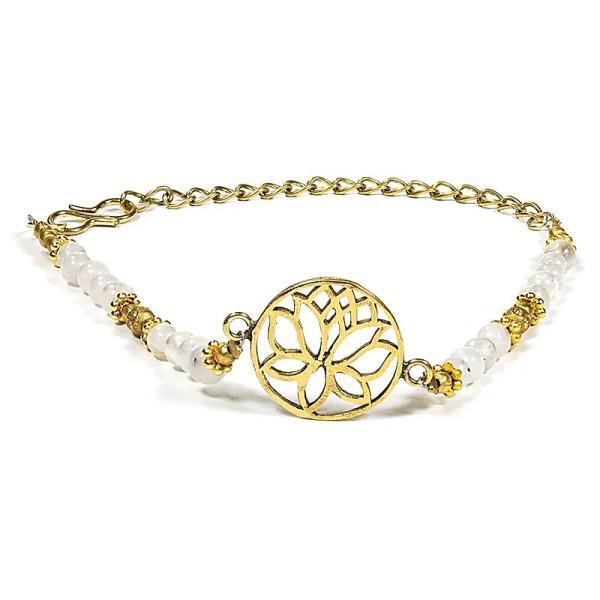 Bracelet lotus avec pierre de lune -- ±0.4cm