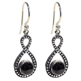 Boucles d'oreilles avec tourmaline noire-- 4cm
