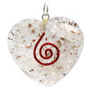 Orgonite pendentif Selenite forme de coeur -- 3.5 cm