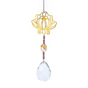 Goutte en verre blanc avec Lotus -- 30cm