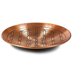 Assiette de cuivre motif fleur de vie -- 15 cm
