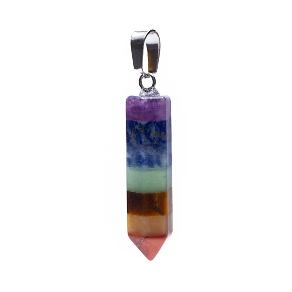 Pendentif 7 Chakra pierres précieuses -- 3,5 cm