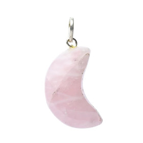 Pendentif en quartz rose forme de lune -- ±2x1,5cm