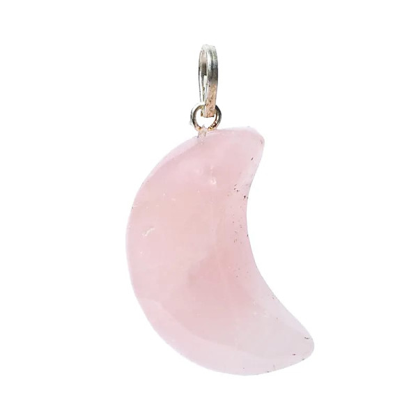 Pendentif en quartz rose forme de lune -- ±2x1,5cm
