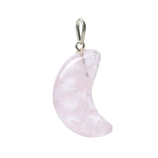 Pendentif en quartz rose forme de lune -- ±2x1,5cm