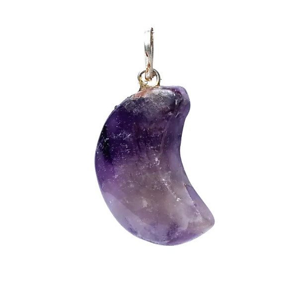 Pendentif en Améthyste en forme de lune -- ±2x1,5cm