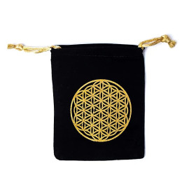 Pochette velours fleur de vie -- 10x11 cm