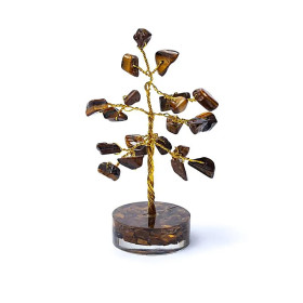 Arbre de pierres précieuses en Oeil du Tigre -- ±8cm
