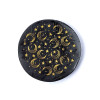 Disque minéral gravé tourmaline noire lunes et étoiles -- ±5cm