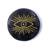Disque minéral gravé tourmaline noire oeil qui voit tout -- ±5cm