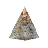 Pyramide orgonite en pierre de lune avec symbole de la lune -- 6x6x8,5cm