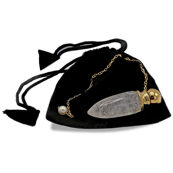 Pendule Cristal de roche plaqué laiton -- 20 g； 5.3 cm