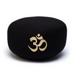 Coussin de méditation noir avec Om coton Bio (OCS) -- 33x17 cm； ±2300 g