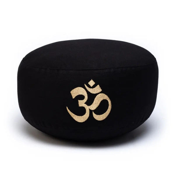 Coussin de méditation noir avec Om coton Bio (OCS) -- 33x17 cm； ±2300 g