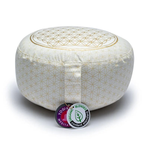 Coussin de méditation Fleur de vie coton Bio (OCS) -- 33x17 cm； ±2300 g