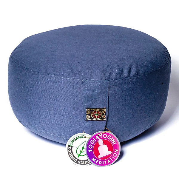 Coussin de méditation bleu ardoise coton BIO (OCS) -- 33x17 cm； ±2300 g