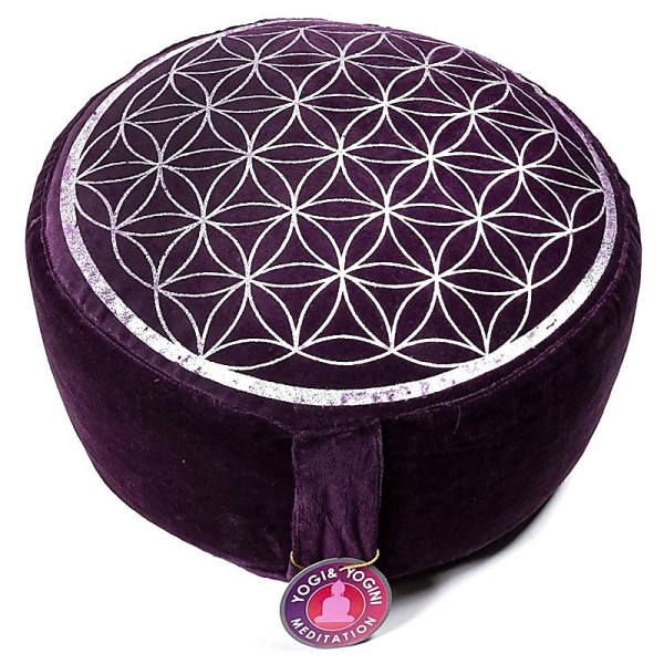 Coussin de méditation vintage fleur de vie violet -- ±2300 g