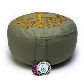 Coussin de méditation Arbre de vie coton BIO (OCS) -- 33x17 cm； ±2300 g