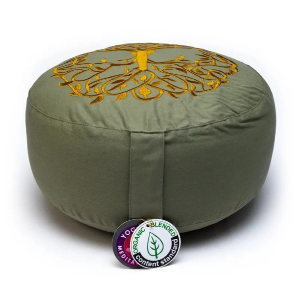 Coussin de méditation Arbre de vie coton BIO (OCS) -- 33x17 cm； ±2300 g