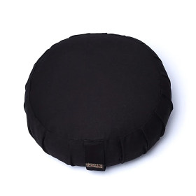 Coussin de méditation zafu noir en coton biologique (OCS) -- 33x14,5 cm