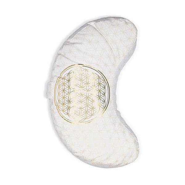 Coussin de méditation fleur de vie croissant coton bio (OCS) -- 37x17x13cm； ±1210g