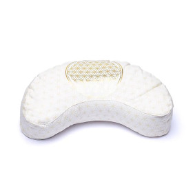 Coussin de méditation fleur de vie croissant coton bio (OCS) -- 37x17x13cm； ±1210g