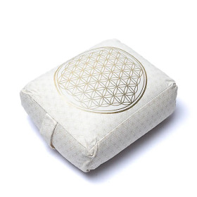 Coussin de méditation /Bolster de yoga fleur de vie coton biologique (OCS) -- 38x28x13cm ； ±2780g