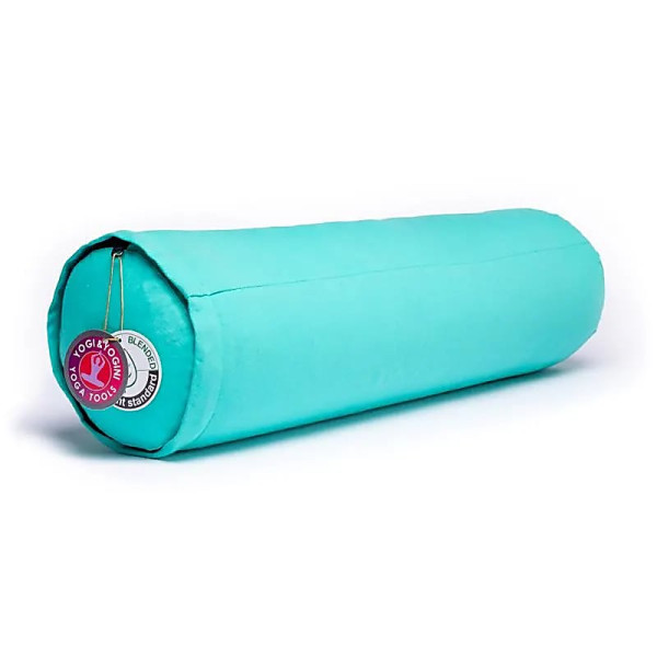 Coussin cylindrique turquoise coton BIO (OCS) -- 60x16cm； ±2300 g