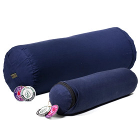 Mini bolster / traversin bleu foncé coton BIO (OCS) -- 40x12cm； ±920g