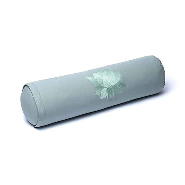 Bolster rond lotus vert sauge coton biologique (OCS) -- 60x16 cm ； 2300g