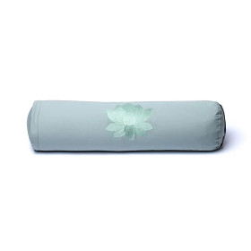 Bolster rond lotus vert sauge coton biologique (OCS) -- 60x16 cm ； 2300g