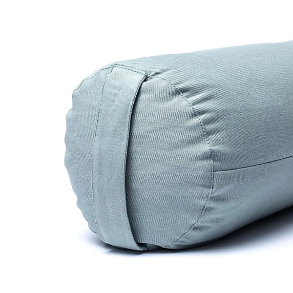 Bolster rond lotus vert sauge coton biologique (OCS) -- 60x16 cm ； 2300g