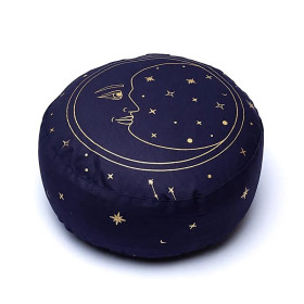 Coussin de méditation lune bleu marine coton biologique (OCS) -- 33x13 cm ； 2100g