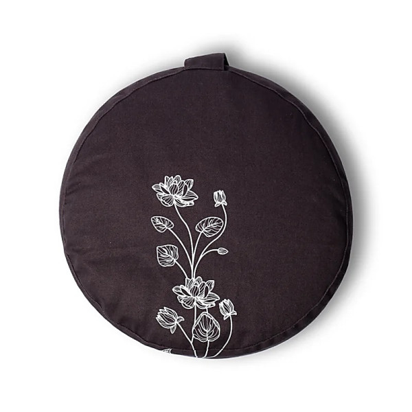 Coussin de méditation plante de lotus anthracite coton biologique (OCS) -- 33x13 cm ； 2100g