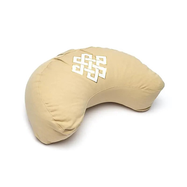 Coussin de méditation croissant nœud de l'infini beige coton biologique (OCS) -- 37x17x13 cm