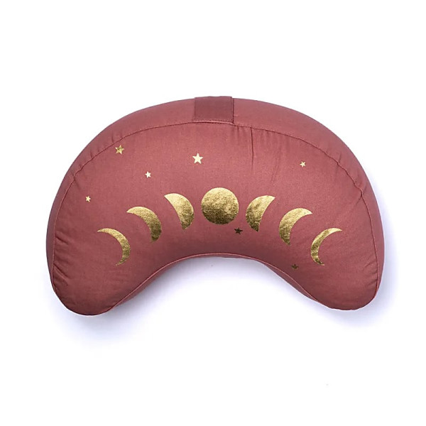 Coussin de méditation phases de lune croissante vieux rose coton bio (OCS) -- 37x17x13 cm； 1008g