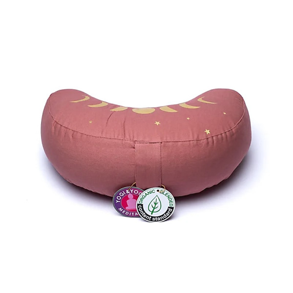 Coussin de méditation phases de lune croissante vieux rose coton bio (OCS) -- 37x17x13 cm； 1008g
