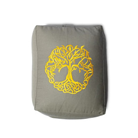 Coussin de méditation /Bolster Yoga arbre de vie rectangulaire coton bio ( OCS ) -- 38x28x13 cm