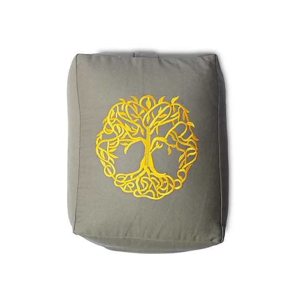 Coussin de méditation /Bolster Yoga arbre de vie rectangulaire coton bio ( OCS ) -- 38x28x13 cm