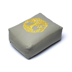 Coussin de méditation /Bolster Yoga arbre de vie rectangulaire coton bio ( OCS ) -- 38x28x13 cm