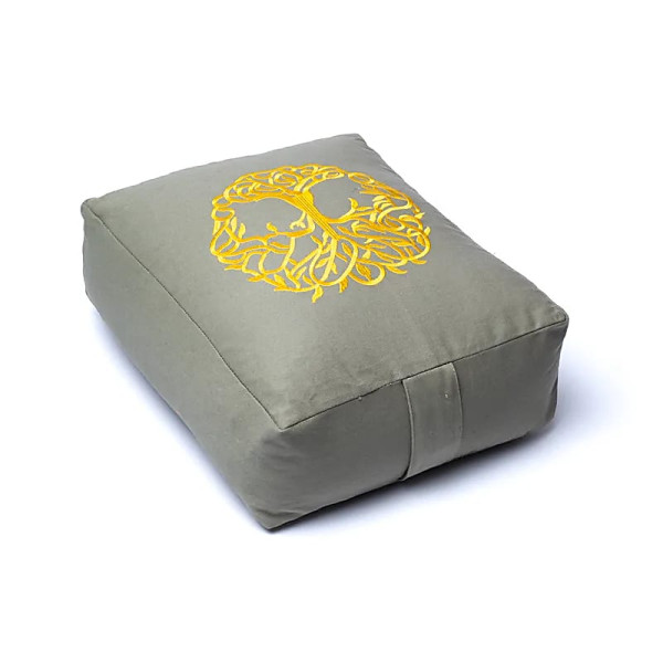 Coussin de méditation /Bolster Yoga arbre de vie rectangulaire coton bio ( OCS ) -- 38x28x13 cm