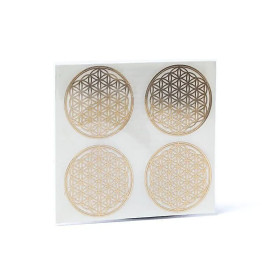 Adhésif métal Fleur de Vie doré 4x -- 3,5cm