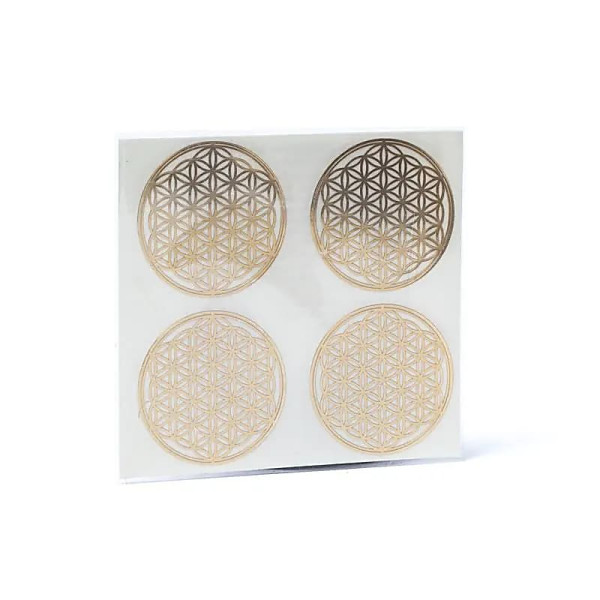 Adhésif métal Fleur de Vie doré 4x -- 3,5cm
