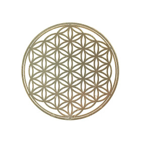 Adhésif métal Fleur de Vie doré 4x -- 3,5cm